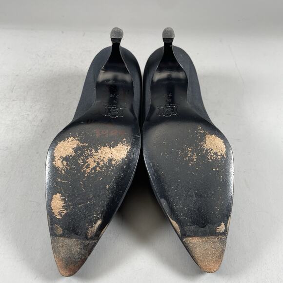 Vintage Yves Saint Laurent Women’s Size 7.5 N Black Suede Shoes Heels Pumps GUC - Picture 4 of 7